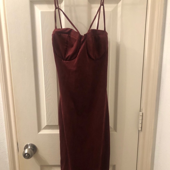 Burgundy Suede Dress - Picture 2 of 4